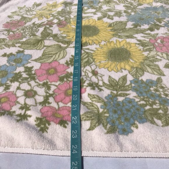 Vtg Cannon Royal Family  Sunflower 70s Floral Bath hand Wash Towel Set MCM Boho - Picture 11 of 16